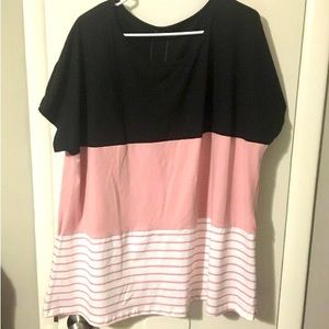 Pink black and white shirt with back lace detail